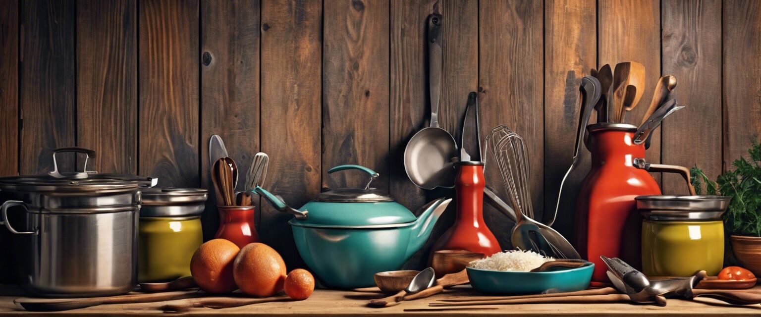 Assorted retro kitchen utensils