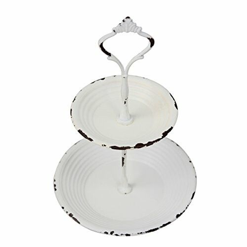 Two-tier white serving stand with vintage design